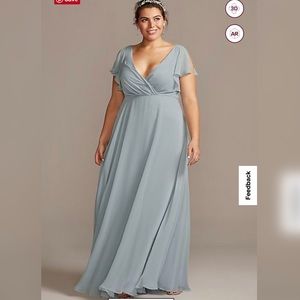 David’s Bridal, size 16, dusty blue